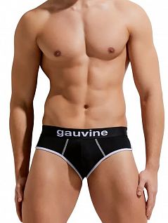 Оригинальные брифы с белой окантовкой черного цвета GAUVINE 49898